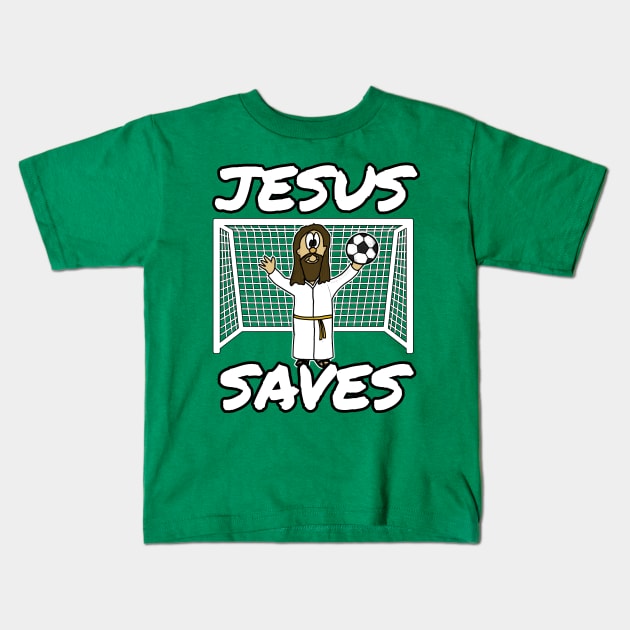 Jesus Saves Christian Football Church Soccer Kids T-Shirt by doodlerob